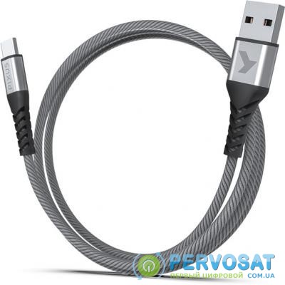 Дата кабель USB 2.0 AM to Type-C 1.0m Flex Gray Pixus (4897058531152)