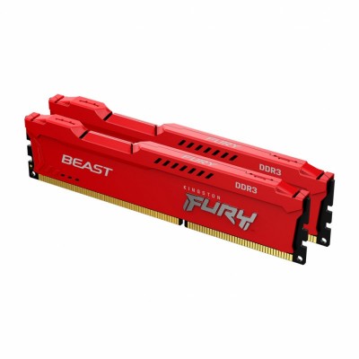 Модуль памяти для компьютера DDR3 8GB (2x4GB) 1866 MHz Fury Beast Red Kingston Fury (ex.HyperX) (KF318C10BRK2/8)