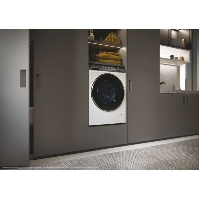 Пральна машина Haier фронтальна, 12кг, 1400, A+++, 60см, дисплей, пара, інвертор, люк чорний, прямий привід, білий
