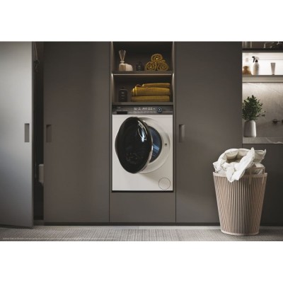 Пральна машина Haier фронтальна, 12кг, 1400, A+++, 60см, дисплей, пара, інвертор, люк чорний, прямий привід, білий