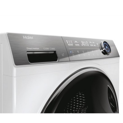 Пральна машина Haier фронтальна, 12кг, 1400, A+++, 60см, дисплей, пара, інвертор, люк чорний, прямий привід, білий
