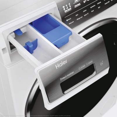 Пральна машина Haier фронтальна, 12кг, 1400, A+++, 60см, дисплей, пара, інвертор, люк чорний, прямий привід, білий