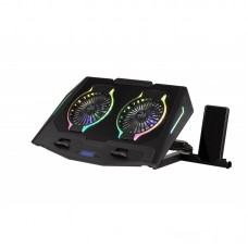 Підставка для ноутбука 2E GAMING CPG-006, до 17.3", 2xUSB-A, LCD/phone holder, RGB, чорний