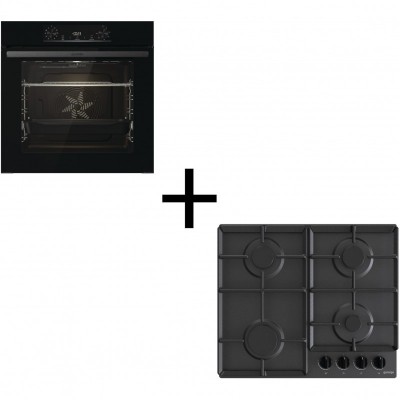 Комплект Gorenje (духовка електрична BO6735E02BK + поверхня газова G641EB), 740147, чорн