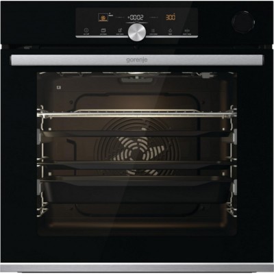 Духова шафа Gorenje електрична, 77л, A+, TouchFree, пара, дисплей, Wi-Fi керування, піроліз, готув. на різн рівнях, нерж
