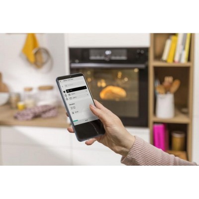 Духова шафа Gorenje електрична, 77л, A+, TouchFree, пара, дисплей, Wi-Fi керування, піроліз, готув. на різн рівнях, нерж