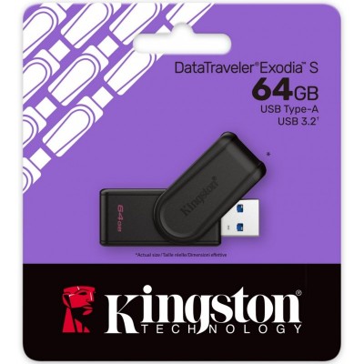 Накопичувач Kingston   64GB USB 3.2 Type-A Gen1 DT Exodia S