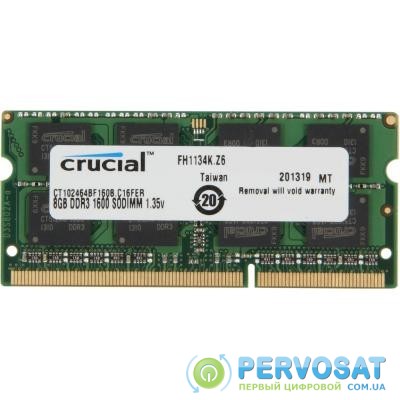Модуль памяти для ноутбука SoDIMM DDR3L 8GB 1600 MHz MICRON (CT102464BF160B)