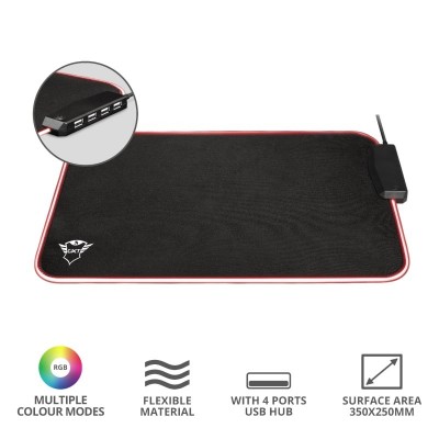 Trust GXT 765 Glide-Flex RGB Mouse Pad with USB Hub Black