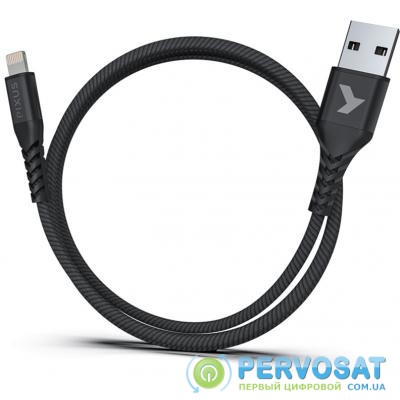 Дата кабель USB 2.0 AM to Lightning 1.0m MFI Flex Black Pixus (4897058530957)
