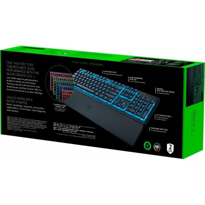 Клавіатура мембранна Razer Ornata V3 X 104key, USB-A, EN/UK, RGB, чорний