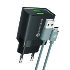 Зарядний пристрій MakeFuture 2.4A 2USB Auto-ID Black + кабель Type-C (MCWC-C22BK) Зарядний пристрій MakeFuture 2.4A 2USB Auto-ID Black + кабель Type-C (MCWC-C22BK)
