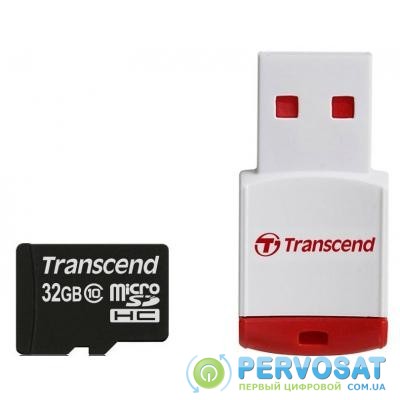 Карта памяти Transcend Miсro-SDHC memory card 32GB + P3 Card Reader, class 10 (TS32GUSDHC10-P3)