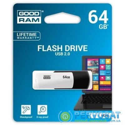 USB флеш накопитель GOODRAM 64GB UCO2 Colour Black&White USB 2.0 (UCO2-0640KWR11)