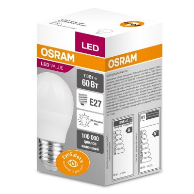 Світлодіодна лампа OSRAM LED P60 7W (550Lm) 4000K E27