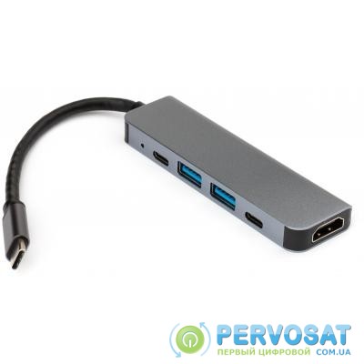 Концентратор Vinga Type-C to 4K HDMI+2*USB3.0+2*PD aluminium (VCPHTC5AL)