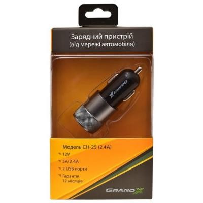 Зарядное устройство Grand-X 5V 2,1A Black + cable USB-Lightning (CH15LTB)