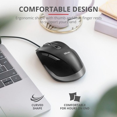 Миша Trust Fyda ComFortable ECO, USB-A, чорно-сірий