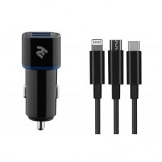 Зарядний пристрій 2E Car 2хUSB 2.4A + кабель 3в1 Lightning/microUSB/Type-C), blac (2E-ACR01-C3IN1) Зарядний пристрій 2E Car 2хUSB 2.4A + кабель 3в1 Lightning/microUSB/Type-C), blac (2E-ACR01-C3IN1)