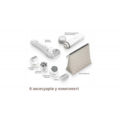Епілятор Philips Series 9000 дисковий, аккумул., пінцет.-32, волог.+сух., насадок-6, футляр, білий