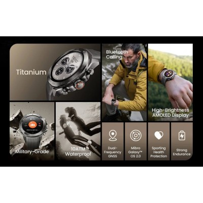 Смарт-годинник Mibro GS Explorer S 48мм, 1.32", 466x466, AMOLED, BT 5.3, Dual-band GPS, 10 ATM, титан-силікон Смарт-годинник Mibro GS Explorer S 48мм, 1.32", 466x466, AMOLED, BT 5.3, Dual-band GPS, 10 ATM, титан-силікон