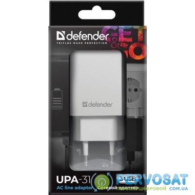 Зарядное устройство Defender UPA-31 white, 3xUSB, 5V / 3.1A (83587)