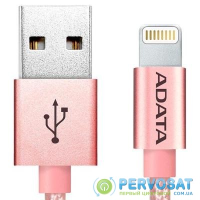 Дата кабель USB 2.0 AM to Lightning 1.0m MFI Rose Golden ADATA (AMFIAL-100CMK-CRG)