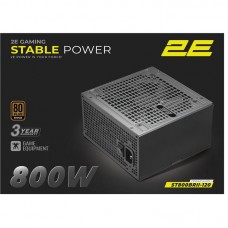 Блок живлення 2E GAMING Stable Power Pro ATX3.1 GEN5.0 (800W), >85%, 80+ Bronze, 120мм, 1xMB 24pin(20+4), 2xCPU 8pin(4+4), 3xMolex, 6xSATA, 4xPCIe 8pin(6+2), 1xPCIe GEN5 16pin