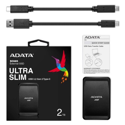 Портативний SSD USB 3.2 Gen 2 Type-C ADATA SC685 2TB Чорний