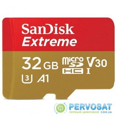 Карта памяти SanDisk 32GB microSD class 10 UHS-I U3 V30 A1 Extreme (SDSQXAF-032G-GN6MN)
