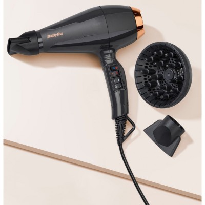 Фен Babyliss Air Pro, 2200Вт, 2 режими, дифузор, іоніз-я, хол. обдув, чорний