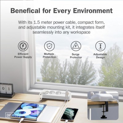 Блок розеток DIGITUS Office, 3xSchuko, 2xUSB-A, 1xUSB-C, 16A, 1.5м, вилка Schuko, білий Блок розеток DIGITUS Office, 3xSchuko, 2xUSB-A, 1xUSB-C, 16A, 1.5м, вилка Schuko, білий