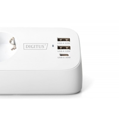 Блок розеток DIGITUS Office, 3xSchuko, 2xUSB-A, 1xUSB-C, 16A, 1.5м, вилка Schuko, білий Блок розеток DIGITUS Office, 3xSchuko, 2xUSB-A, 1xUSB-C, 16A, 1.5м, вилка Schuko, білий