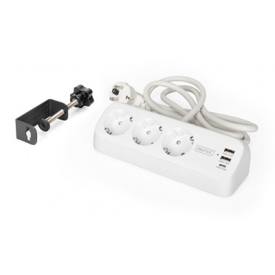 Блок розеток DIGITUS Office, 3xSchuko, 2xUSB-A, 1xUSB-C, 16A, 1.5м, вилка Schuko, білий Блок розеток DIGITUS Office, 3xSchuko, 2xUSB-A, 1xUSB-C, 16A, 1.5м, вилка Schuko, білий