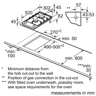 Варильна поверхня Siemens газова на склі, 30см, Доміно, чорний