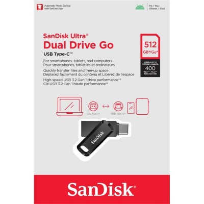 Накопичувач SanDisk  512GB USB 3.1 Type-A + Type-C Ultra Dual Drive Go Чорний