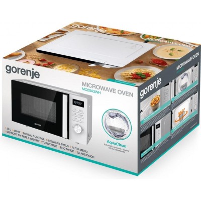 Мікрохвильова піч Gorenje, 20л, електр. керув., 800Вт, дисплей, білий