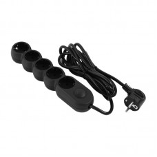 Подовжувач мережевий 2E Plus 5хТип F, 3х1мм кв, 10A, 3м, чорний