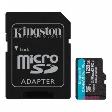 Карта пам'яті Kingston microSD  128GB C10 UHS-I U3 A2 V30 R200MB/s + SD