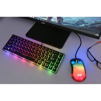 Клавіатура мембранна 2E GAMING KG345 68key, USB-A, EN/UA/RU, RGB, прозорий