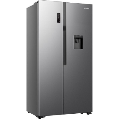 Холодильник SBS Gorenje, 179х65х91см, 2 двері, 334(174)л, А+, NF+, Зона св-ті, диспенсер, LED Диспл, Сірий