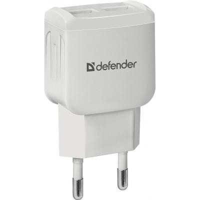 Зарядное устройство Defender EPA-13 white, 2xUSB, 5V / 2.1A (83841)