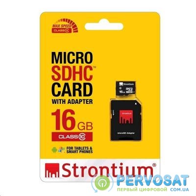 Карта памяти STRONTIUM Flash 16G microSDHC Class 10 (SR16GTFC10A)
