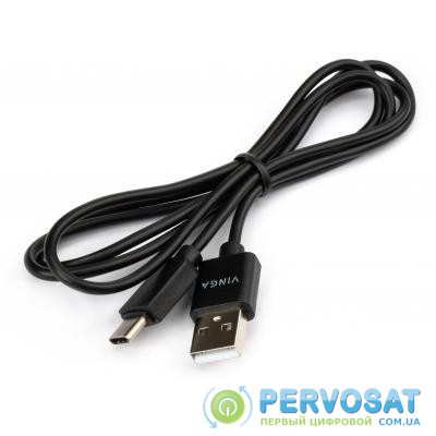 Дата кабель USB 2.0 AM to Type-C 1.0m 3A 22W PVC black Vinga (VCPUSBTC3ABK)