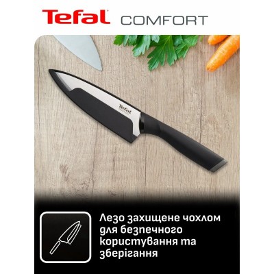 Набір ножів Tefal Comfort, 5предметів, нержавіюча сталь, пластик, чорний