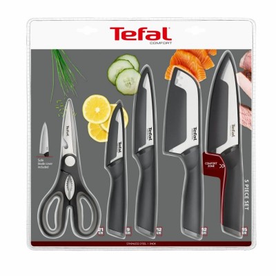 Набір ножів Tefal Comfort, 5предметів, нержавіюча сталь, пластик, чорний