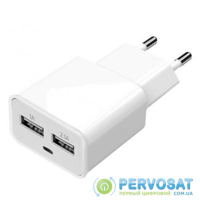 Зарядное устройство Florence 2*USB, 2.0A + cable Lightning white (FW-2U020W-L)