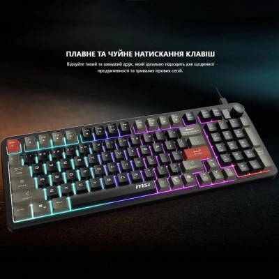 Клавіатура мембранна MSI FORGE GK110 UA 98key, USB-A, EN/UKR/RU, LED, чорний Клавіатура мембранна MSI FORGE GK110 UA 98key, USB-A, EN/UKR/RU, LED, чорний