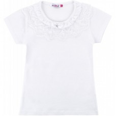 Футболка дитяча Matilda з коротким рукавом і мереживною оборкою (7134-164G-white) Футболка дитяча Matilda з коротким рукавом і мереживною оборкою (7134-164G-white)