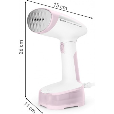 Відпарювач Tefal компактний Access Steam Pocket, 1300Вт, 120мл, постійна пара - 25гр, біло-рожевий